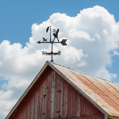 Girouette de jardin originale pivotant avec mécanisme roulement à billes sur toit grange rustique farmhouse