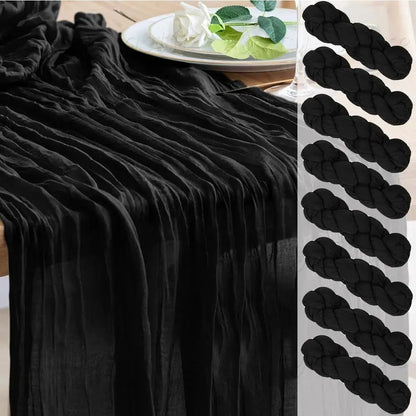 Chemin de table noir en chiffon, léger et semi-transparent, pour décoration élégante, par Mafrenesiedecoration