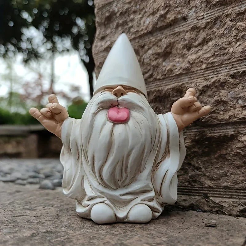 Statue nain de jardin moderne décoratif blanc cassé pour terrasse balcon et jardin contemporain
