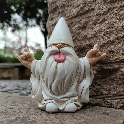 Statue nain de jardin moderne décoratif blanc cassé pour terrasse balcon et jardin contemporain