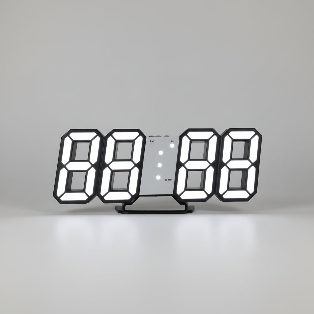 Horloge murale numérique LED coloris noir affichage digital contemporain design épuré 23cm