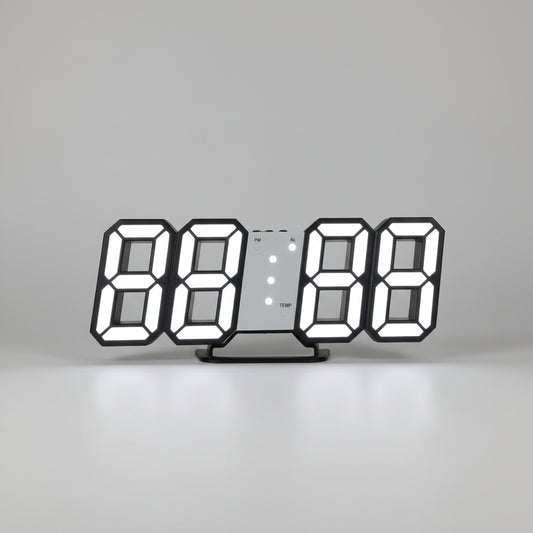 Horloge murale numérique LED coloris noir affichage digital contemporain design épuré 23cm