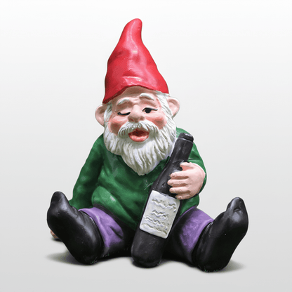 Nain de jardin drole debout bonnet vert 2.8x3x6.6cm - Figurine humoristique en résine écologique veste violette, barbe blanche détaillée
