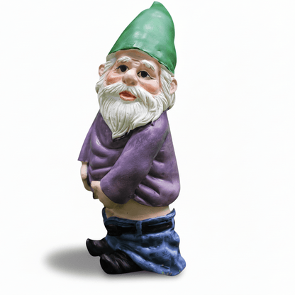 Nain de jardin drole allongé ivre 7.3x5x3cm - Sculpture humoristique en résine avec bonnet rouge et bleu, expression endormie amusante