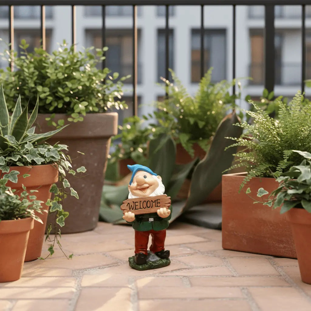 Nain de jardin rigolo welcome terrasse balcon décoration polyvalente urbain
