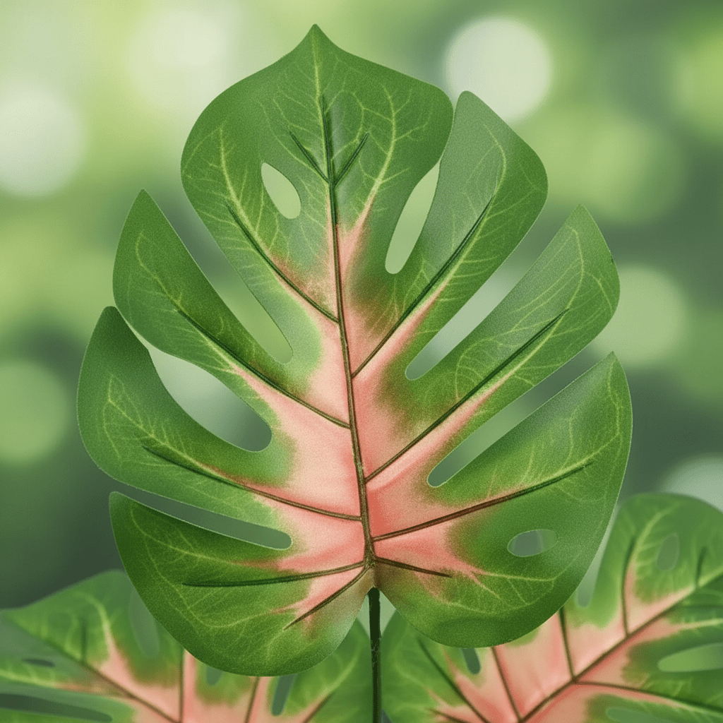 Plante artificielle haut de gamme Monstera - gros plan texture mate nervures détaillées finition premium