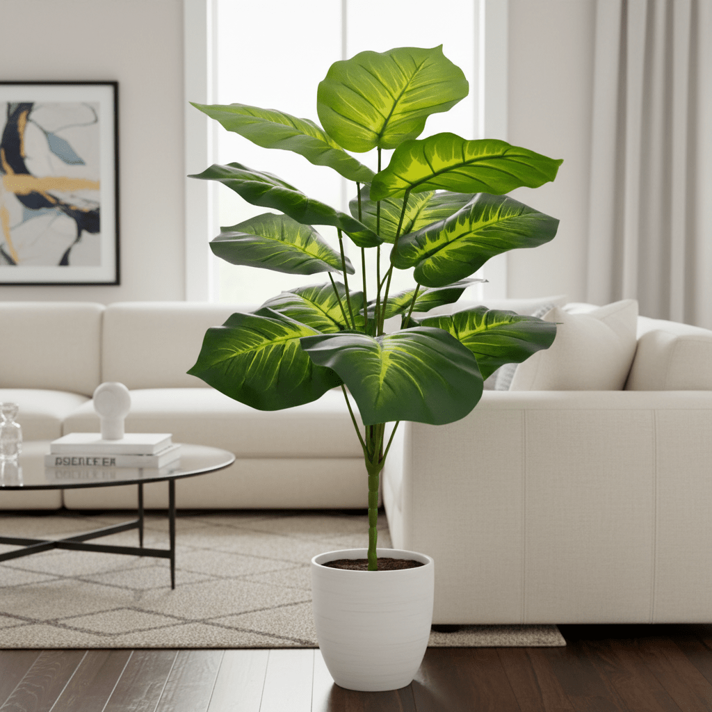 Plantes artificielles réalistes Monstera feuilles vertes luxuriantes décoration intérieur