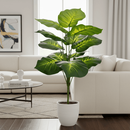 Plantes artificielles réalistes Monstera feuilles vertes luxuriantes décoration intérieur