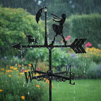 Girouette de jardin originale métal résistant intempéries sous pluie - durabilité anti-corrosion garantie