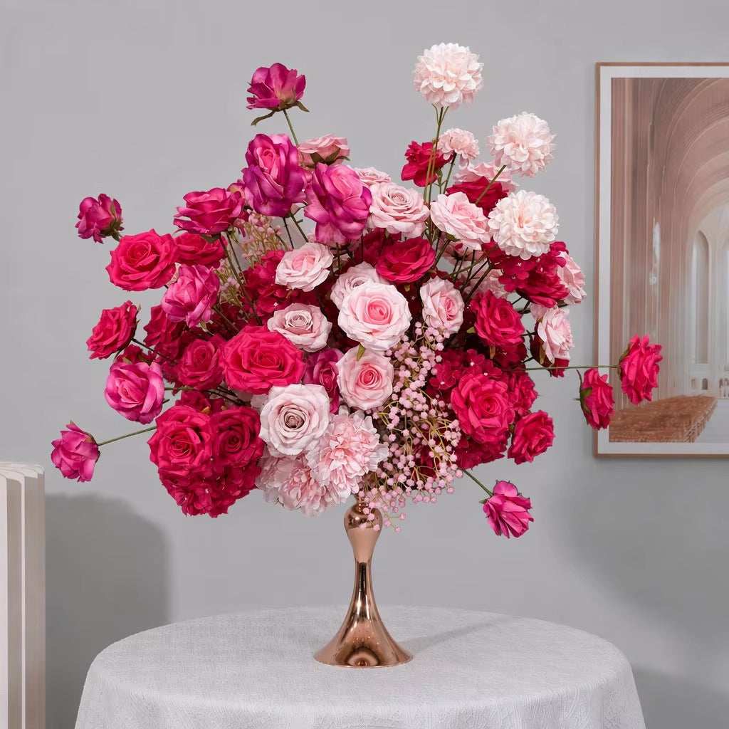Centre de table en fleurs artificielles rose, boule de roses de 50 cm