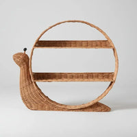 Étagère murale décorative en rotin naturel forme escargot style bohème