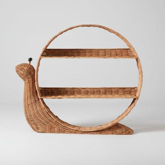 Étagère Murale en Rotin Forme Escargot - Rangement Mural Décoratif Nordique