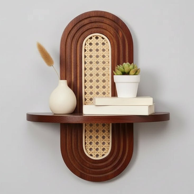 Étagère Murale en Rotin tressé pour petits espaces, solution rangement vertical bohème
