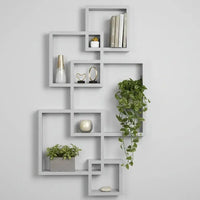 étagère salle de bain murale décorative blanche 5 cubes géométriques design moderne rangement organisé serviettes produits beauté