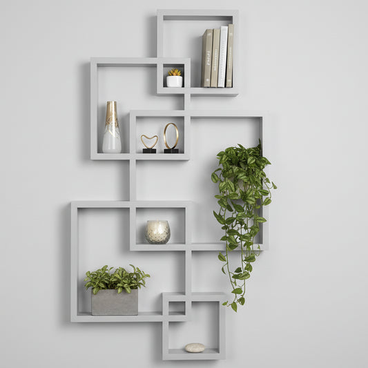 étagère salle de bain murale décorative blanche 5 cubes géométriques design moderne rangement organisé serviettes produits beauté