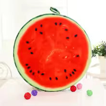 Coussin Rond Décoratif Fruits 37cm - Peluche Microfibre