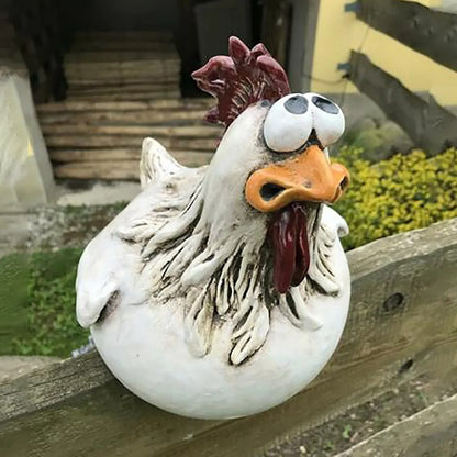 Résine décorative de jardin en forme de poule, style champêtre, ajoutant une touche authentique à l'extérieur.