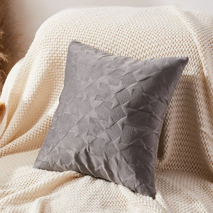 Housse de coussin géométrique beige et gris motif moderne 45x45cm
