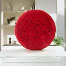 Coussin Rond Décoratif Fruits 37cm - Peluche Microfibre
