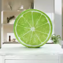 Coussin Rond Décoratif Fruits 37cm - Peluche Microfibre