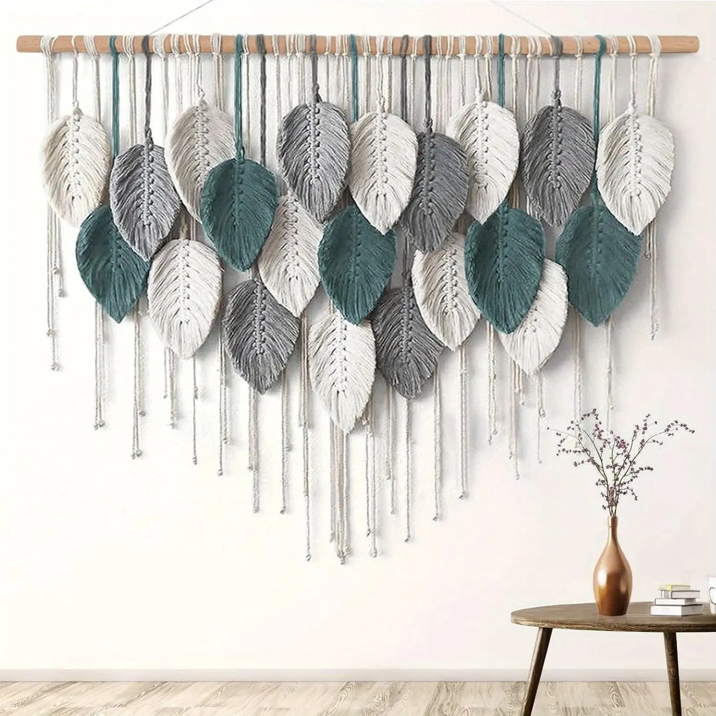 Tenture Murale Macramé Bohème - Décoration Artisanale Coton Naturel 100x80cm