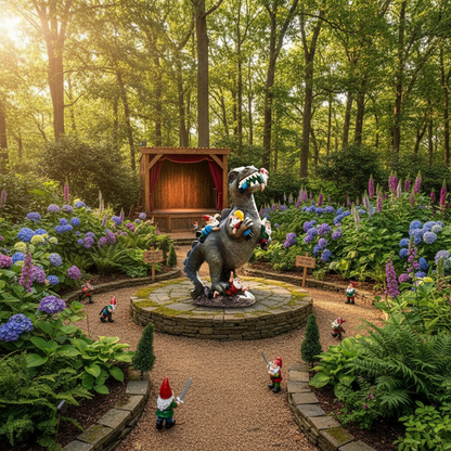 Gros plan dinosaure résine nain de jardin grimpeur rouge