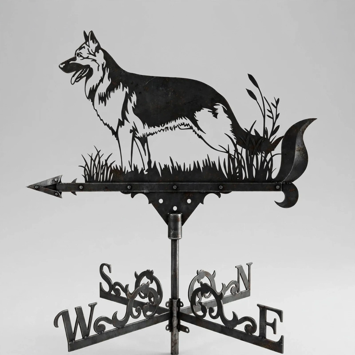 Animal Girouette Berger Allemand Fer Forgé | Le Gardien Noble de Votre Maison 80cm