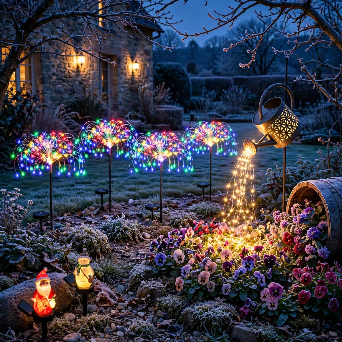 Pack cadeau Noël jardin — décoration extérieure solaire féerique nuit d'hiver