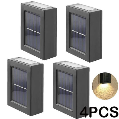 4 Petite Lampe solaire jardin haut de gamme rectangulaire noire pour jardin, éclairage extérieur.